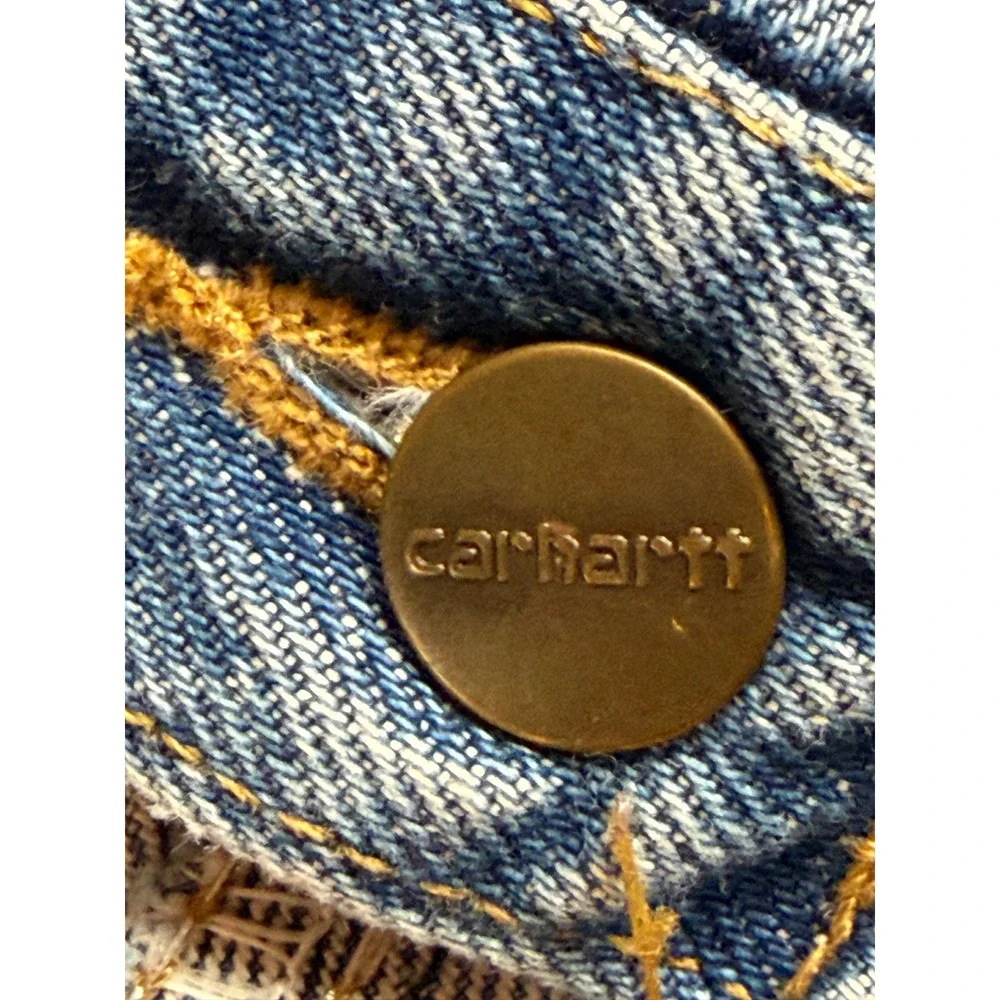 Carhartt Mens Relaxed Fit Straight Leg Jeans Medium Wash Blue Distressed 37x32
